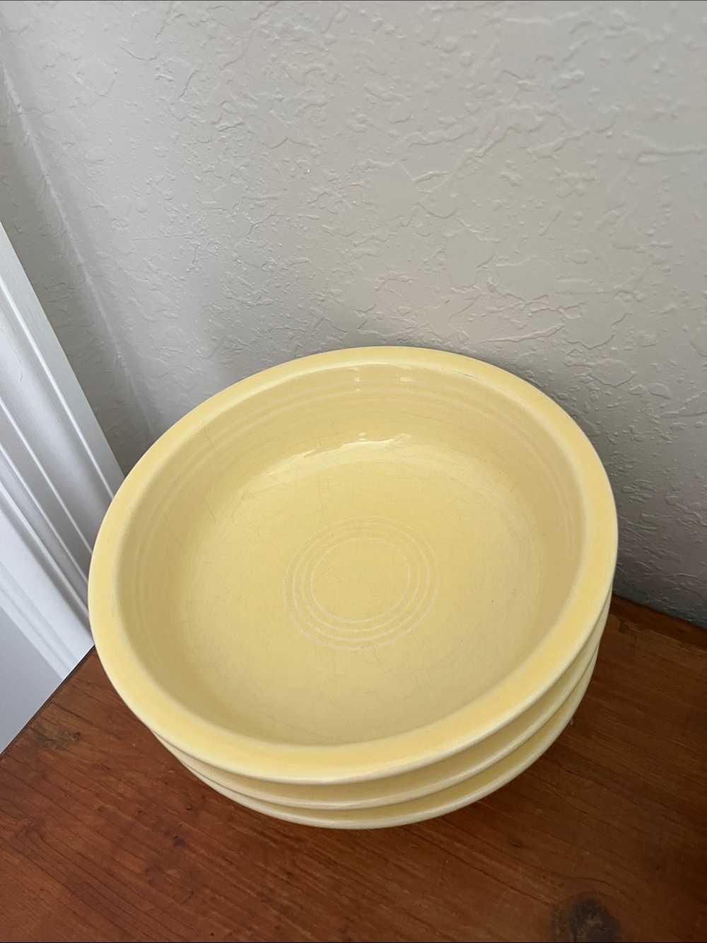 Fiesta Homer Laughlin Yellow Ceramic Coupe Bowl Concentric set of 3